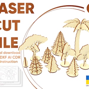 Floresta - design 3D cortado a laser, padrão Glowforge, árvore de Natal