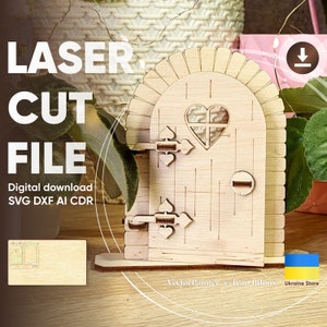 Porta degli elfi - File tagliato al laser, Porta delle fate a mensola SVG File digitale
