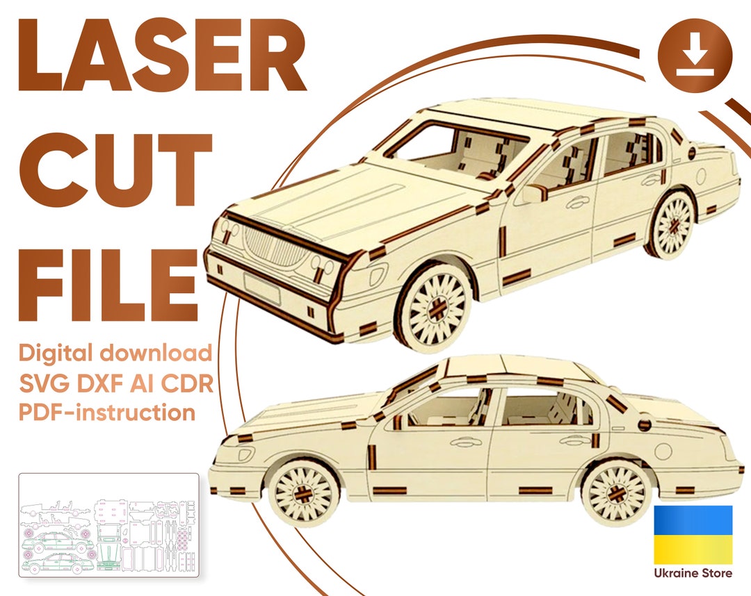 Car Dxf Files for Laser Cutting Glowforge Svg Car 3d Puzzle Cnc Pattern ...