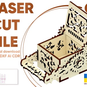 szablon pudełka laserowego pudełko wycinane laserowo dxf steampunk svg pudełko drewniane pliki wycinane laserowo steampunk dekoracje dxf pliki pudełko na obrączki ślubne cnc, wycinanki z drewna