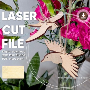 3D-puzzel vogels lasergesneden bestand – SVG- en DXF-ontwerp voor multiplex Craft, gegraveerd cadeau voor Moederdag