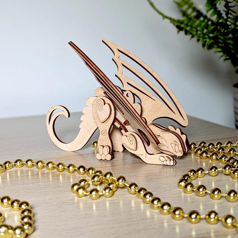 Fantasy dragon ornament design, digital cut file for holiday decorations and gifts