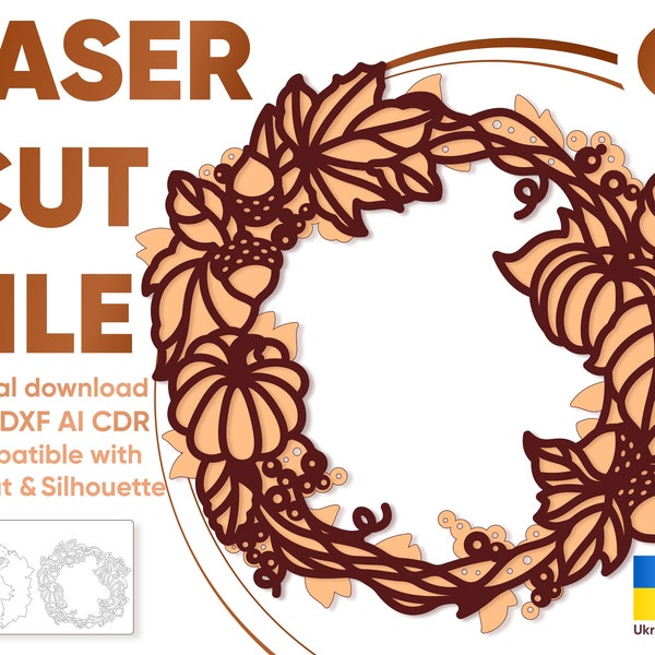 Autumn Pumpkin Layered Wreath - SVG Cut File for Cricut and Laser Cutting Machines & Glowforge