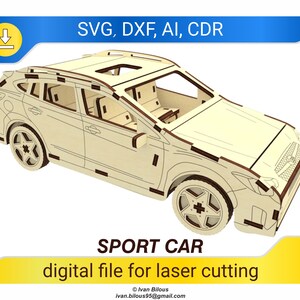 Samochód sportowy - plik cięty laserowo, plany SVG DXF dla maszyn do cięcia laserowego