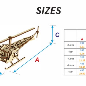 Helicopter Laser Cut File, SVG vector Plan for Cutting Machines image 10