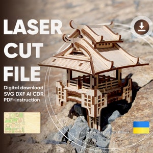 Asian Plant House - Laser Cut File, SVG Japan Gazebo for Home Flowers
