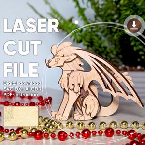 Dragon Ornament Laser Cut File – SVG Template for Plywood CNC and DIY Wood Decor