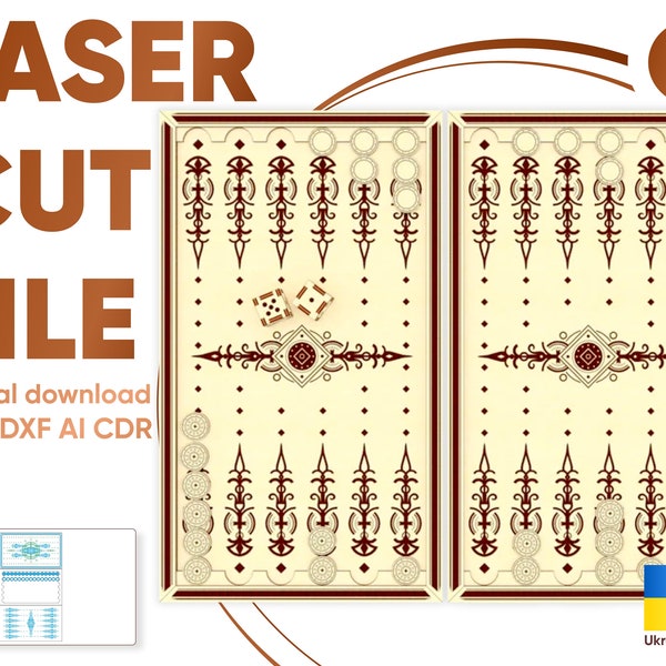 Backgammon Laser cut Files, SVG Digital plan for Cutting Machines