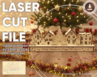 Christmas Village - Laser Cut File, SVG Winter City Decor (Digital Plan)