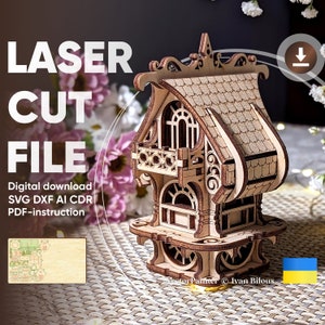 Fantasy Plant House - Laser Cut File, SVG Plywood Design Plan