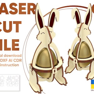 Osterhase Ei-Halter - SVG Laserschnittdatei, digitaler Plan für Laserschneidemaschinen