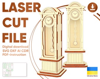 Dollhouse furniture - SVG Pendulum Clock Cabinet, Laser Cut File plan with assembly instruction
