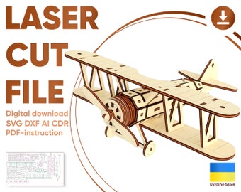 Airplane - SVG Laser Cut model, Vector plan for Laser Cutting machines