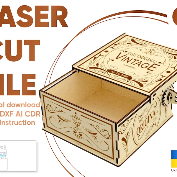 cnc plans box template laser cut box cnc wood box template dxf files for laser files cut template laser ergraved wooden stash, stash box dxf