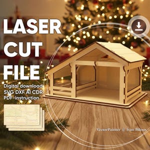Nativity Scene - Barn, Laser Cut File, Christmas Decor Pattern