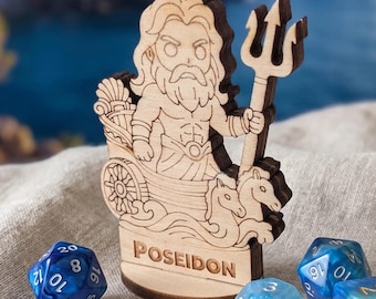 Greek Mythology Laser Cut File, Poseidon SVG Wooden Toy, Diorama Game Piece