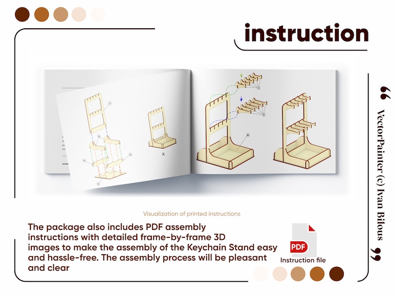 DIY Keychain Stand: laser cut design for plywood.