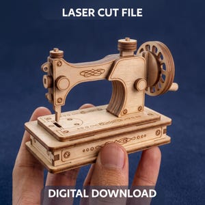 Vintage naaimachine lasersnijbestand, 3D miniatuurmodel SVG