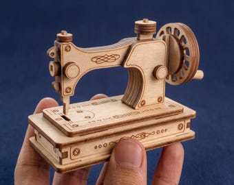 Vintage Sewing Machine Laser Cut File, 3D Miniature Model SVG