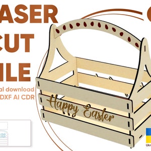 Easter basket - SVG laser cut file, Garden basket pattern