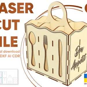 Besteckbox - Laserschnittdatei, SVG-Plan für Laserschneidemaschinen & Glowforge