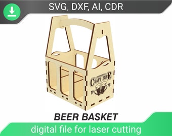 beer basket laser files glowforge svg cut file beer holder dxf files for laser cut basket pattern cnc plan beer basket , laser engraved svg