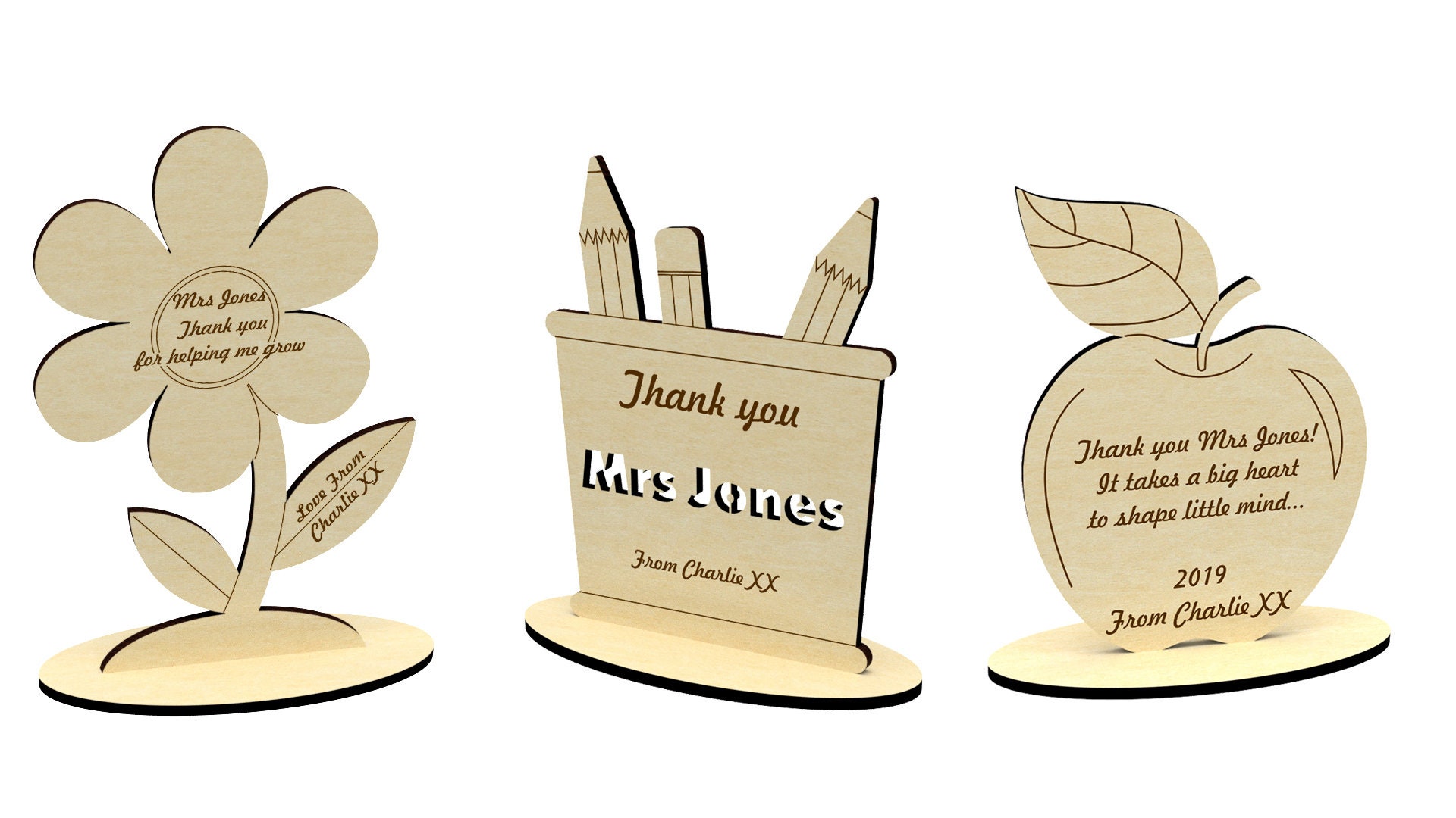 Laser cut wooden card dxf files for laser engraved for teacher Etsy