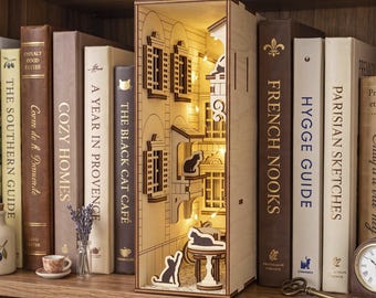 French Courtyard Book Nook Laser Cut File, Paris Street Diorama SVG
