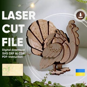 Turkey Bird Ornament - Laser Cut File, Thanksgiving SVG Vector Plan