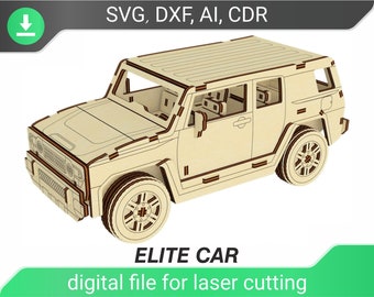 Laser Cut File of Car with Rotating wheels