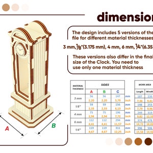 The dimensions of the Laser Cut Pendulum Clock miniature, including the width, height, and depth. This information can be helpful when planning where to place the clock in your dollhouse or other miniature display.