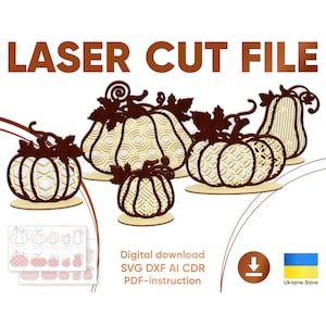 Patterned pumpkins - laser files, SVG DXF plans for laser cutting machines