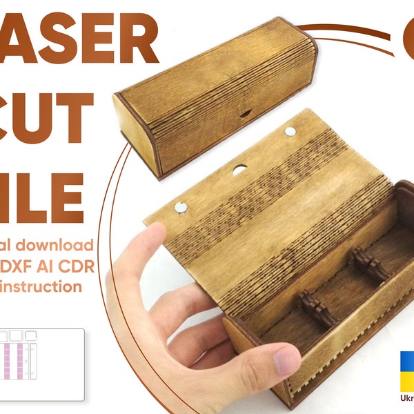 Pen box - SVG Laser Cut plan, Case for pens and pencils project for Laser Cutting Machines