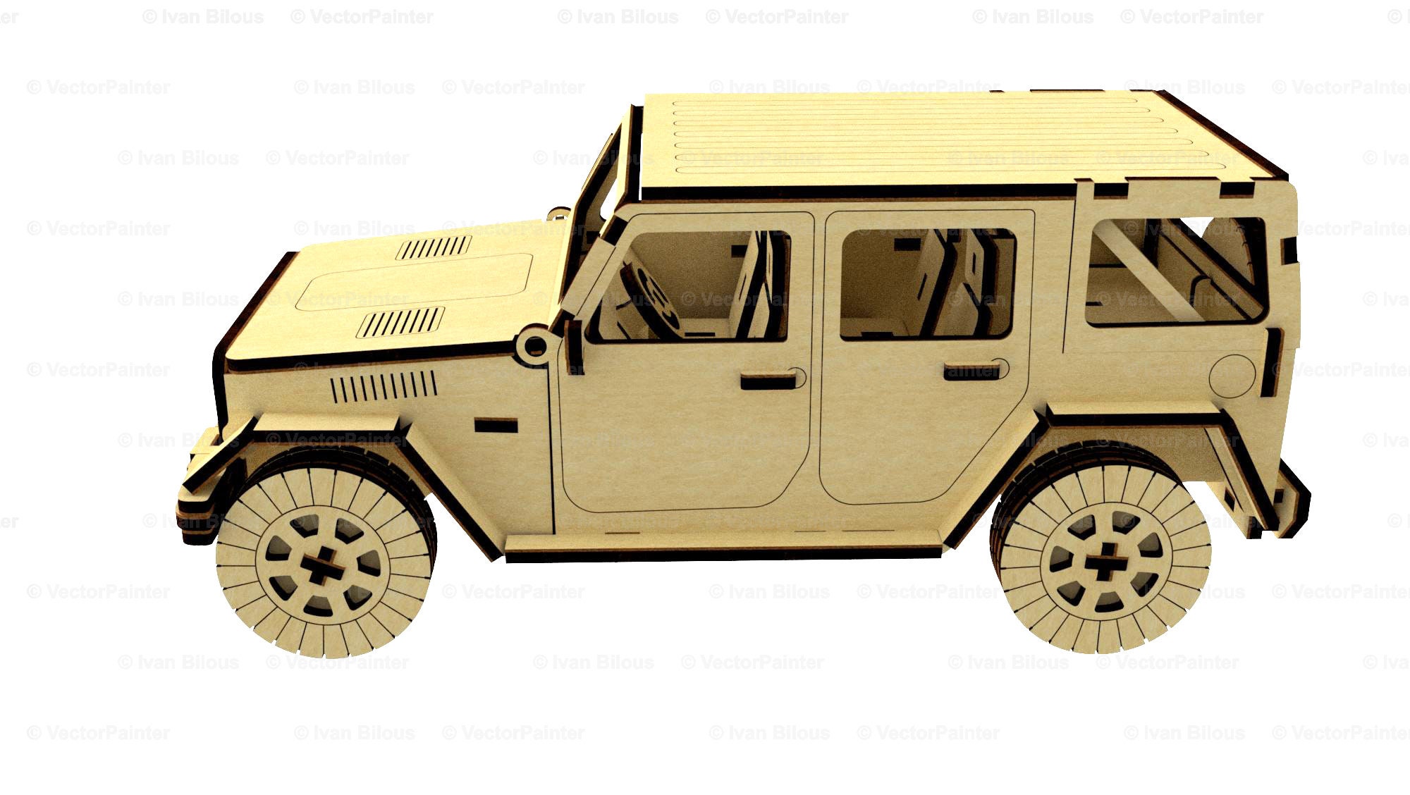Jeep svg file laser cut car model 3d puzzle dxf Etsy
