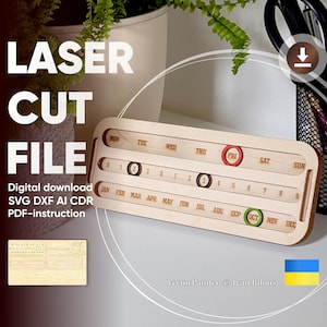Perpetual calendar - laser cut file, SVG DXF digital plan for laser cutting machines