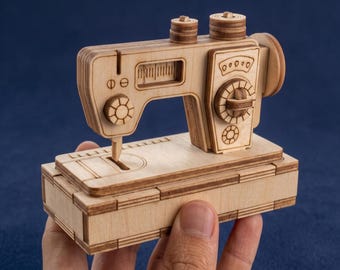 Nähmaschinen-Laserschnittdatei, 3D-Puzzle-Miniaturmodell (SVG)