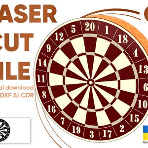Dartboard - SVG Laser Cut File, Digitaler Plan eines Dart Spiels für Lasermaschinen und regulären Drucker