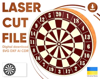Dartboard - SVG Laser Cut File, Digital plan of Dart game for Laser machines and regular Printer