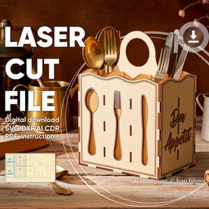 Cutlery Box - Laser Cut File, SVG Restaurant Spoon and Fork Storage
