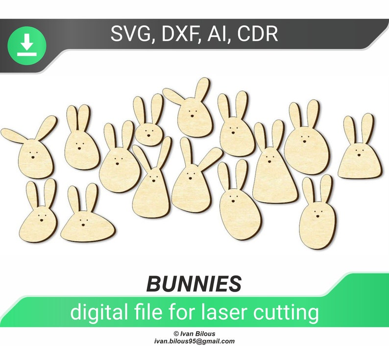 Laser cut files easter bunnies dxf files for laser bunny | Etsy