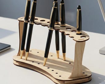 Portapenne in legno tagliato al laser, supporto per scrivania SVG (modello digitale)