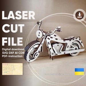 Motorfiets: lasergesneden SVG-bestand, kant-en-klare 3D-projecten voor plannen voor lasersnijmachines