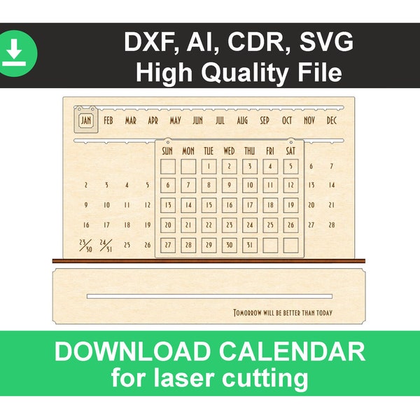 ewiger kalender dxf dateien für laser cut schreibtisch kalender dxf laser graviert cnc holz kalender 2019 kalender tafel kalender wand, dxf ai