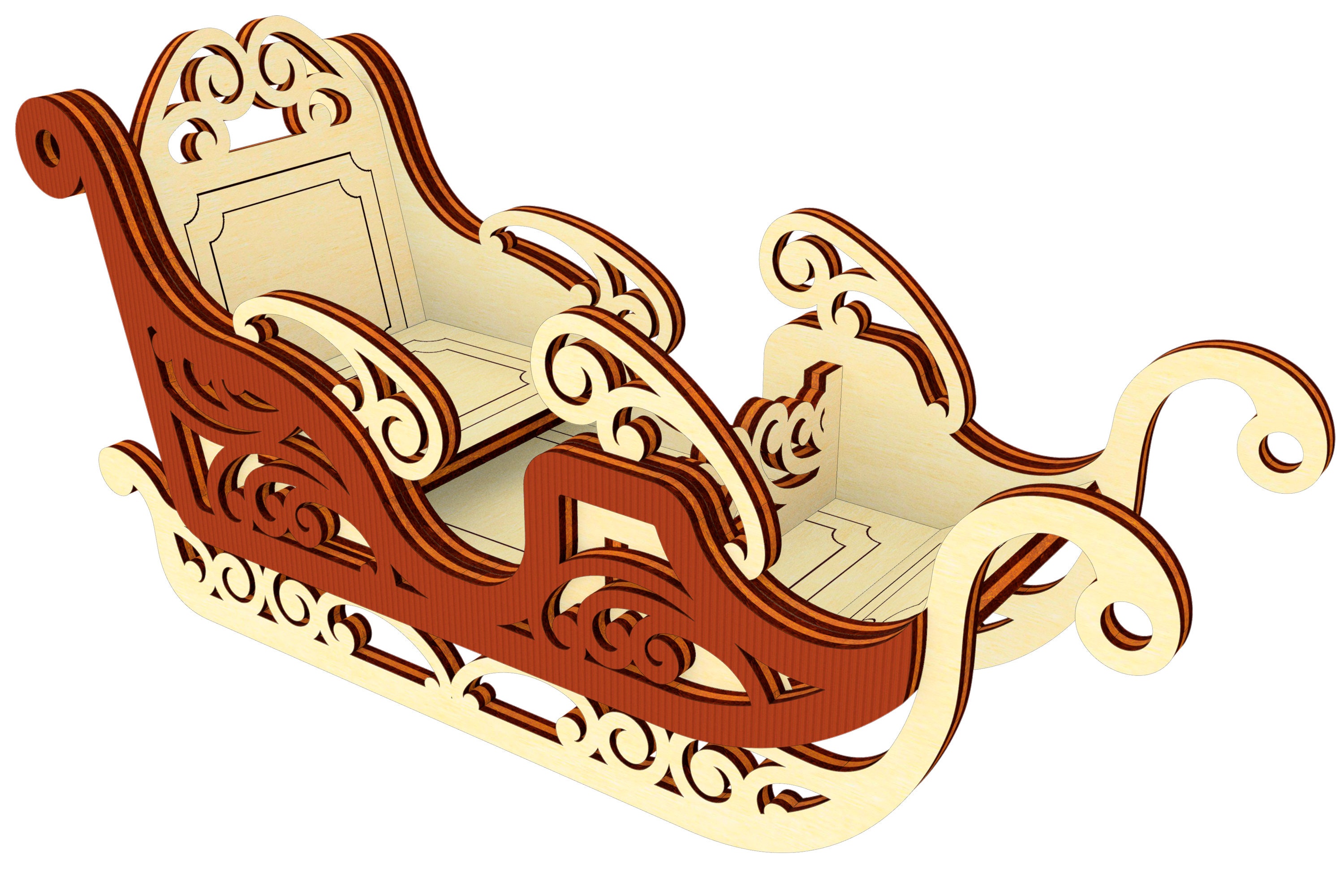 Santa Sleigh Ornaments - Laser Cut File, SVG Christmas Plan - Set of 5 ...