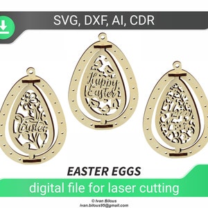 Lasercut Datei Ostern Dxf Datei Ostereier Vorlage Sperrholz Datei Laser geschmiedete Dateien Ostern Lasercut Datei Cnc-Plan Ai