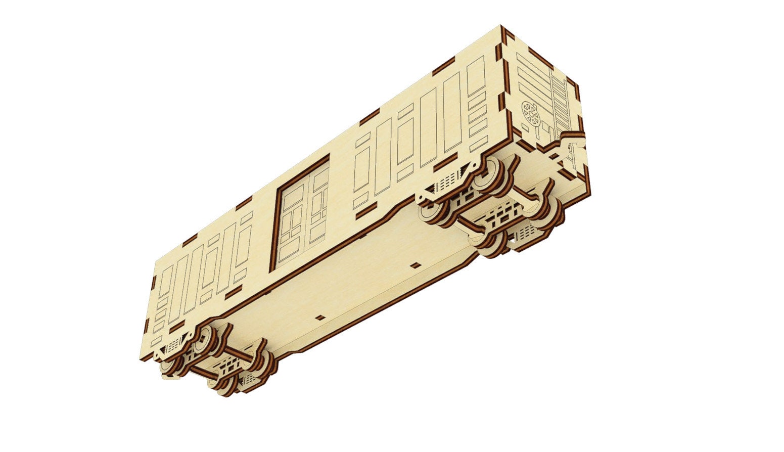 Train Boxcar Model Laser Cut File, Wooden Freight Car SVG CNC Railway ...