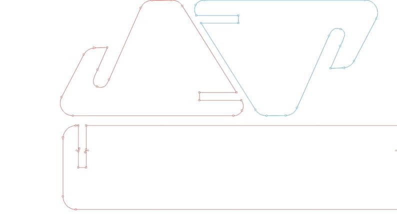 May include: A graphic design featuring two overlapping shapes. The top shape is a light blue, curved, open shape. The bottom shape is a red, curved, open shape. The shapes are outlined in black.