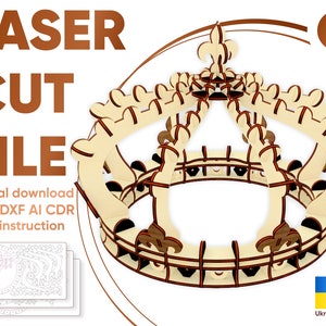 Crown - Laser Cut File, SVG Glowforge plan of Corona diadem 3d puzzle