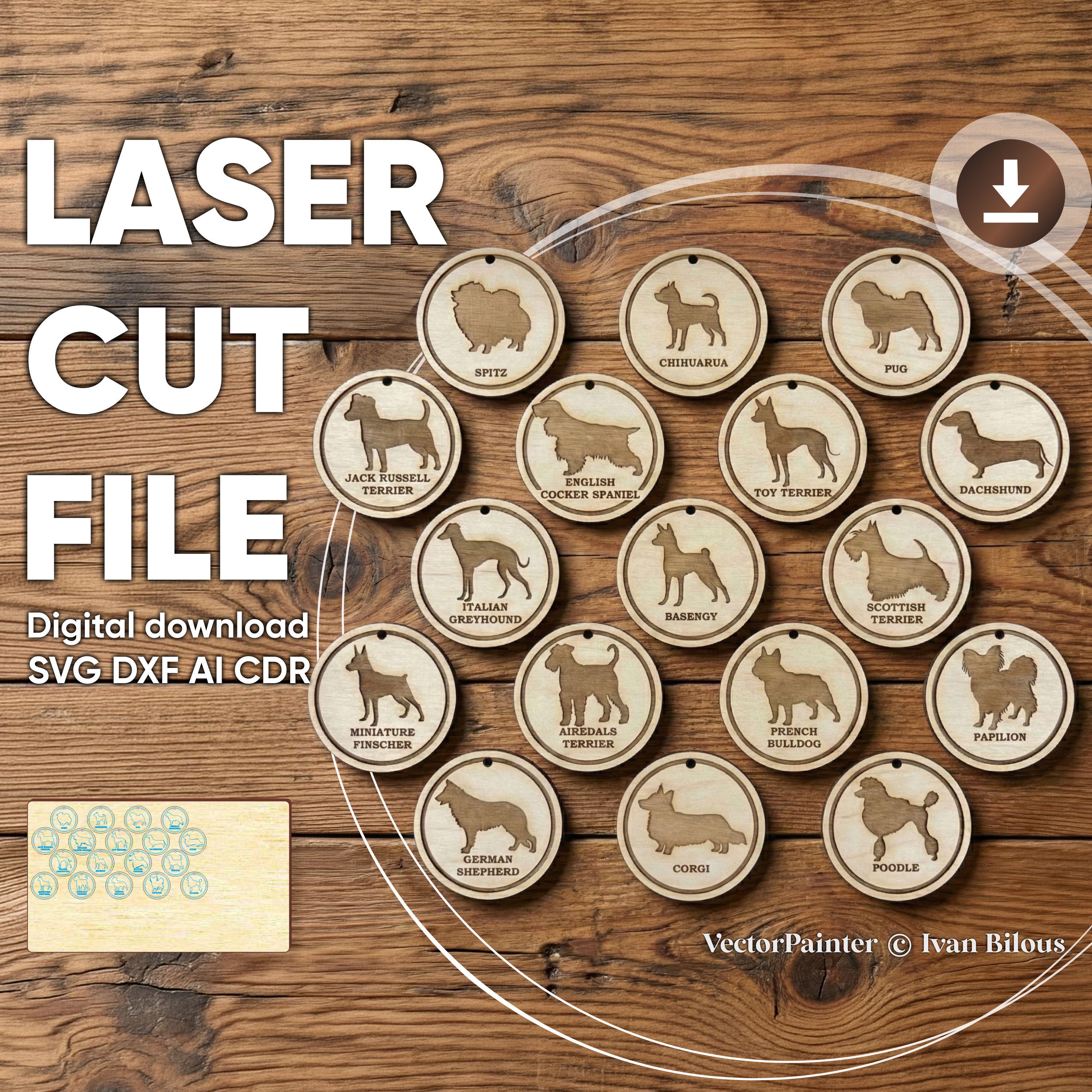 Dog Labels Printer Laser Cut Dog Breed Labels - SVG Bundle Plan for Cutting Machines ...