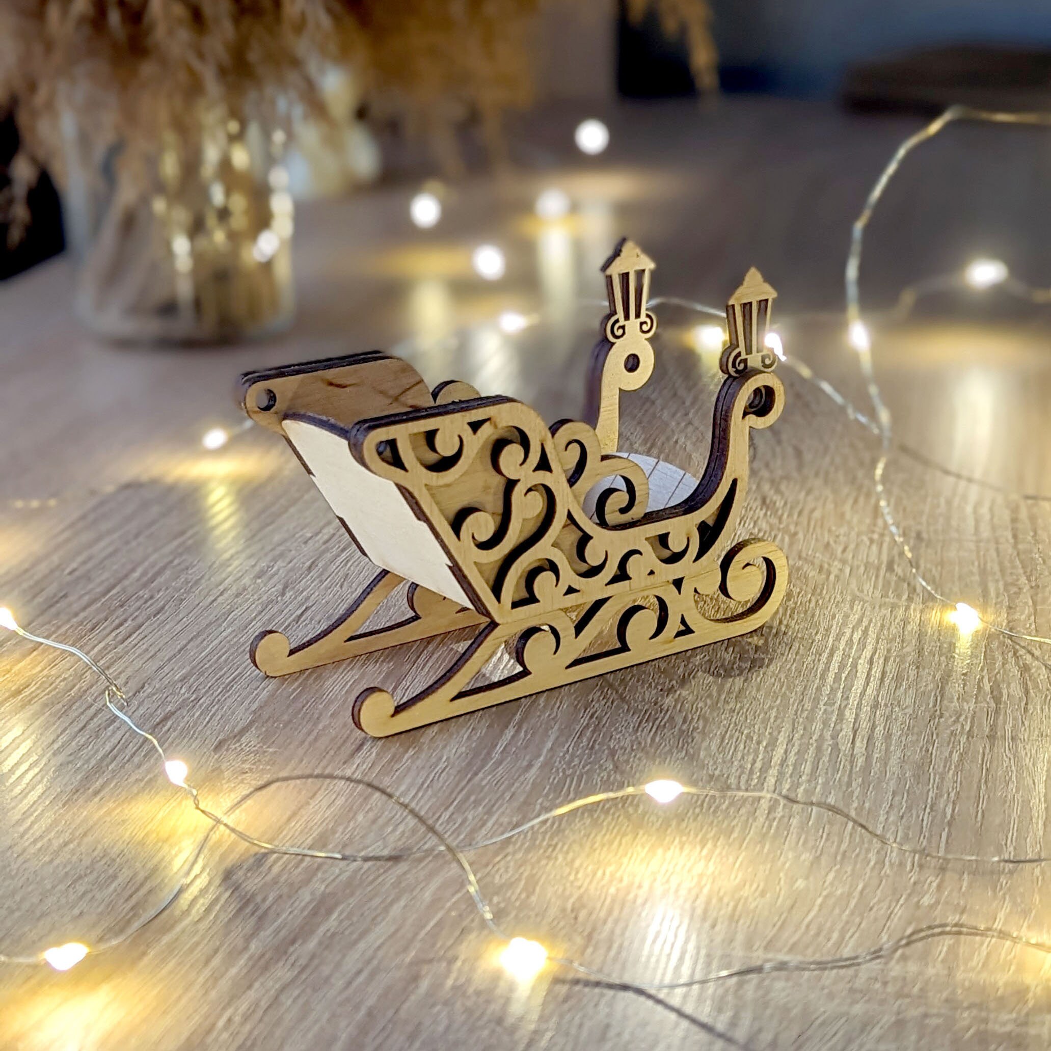 Santa Sleigh Ornaments - Laser Cut File, SVG Christmas Plan - Set of 5 ...